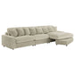 Lain 3pc Sectional Sofa with Reversible Chaise 8 PIllows Beige Corduroy By Casagear Home BM318717