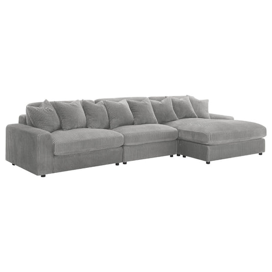 Lain 3pc Sectional Sofa with Reversible Chaise, 8 Throw PIllows, Gray By Casagear Home