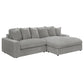 Lain Sectional Sofa with Reversible Chaise, 6 Throw Pillows, Gray Corduroy By Casagear Home