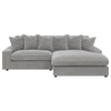 Lain Sectional Sofa with Reversible Chaise 6 Throw Pillows Gray Corduroy By Casagear Home BM318719