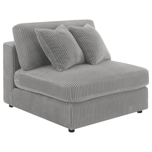 Lain Modular Armless Sofa Chair with 2 Accent Pillows, Gray Corduroy By Casagear Home