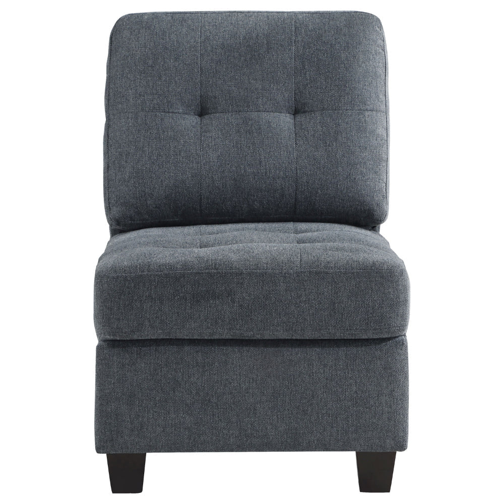 Seh Armless Modular Sofa Chair with Plush Cushions, Soft Dark Gray Fabric By Casagear Home