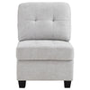 Seh Armless Modular Sofa Chair with Plush Cushions, Soft Light Gray Fabric By Casagear Home