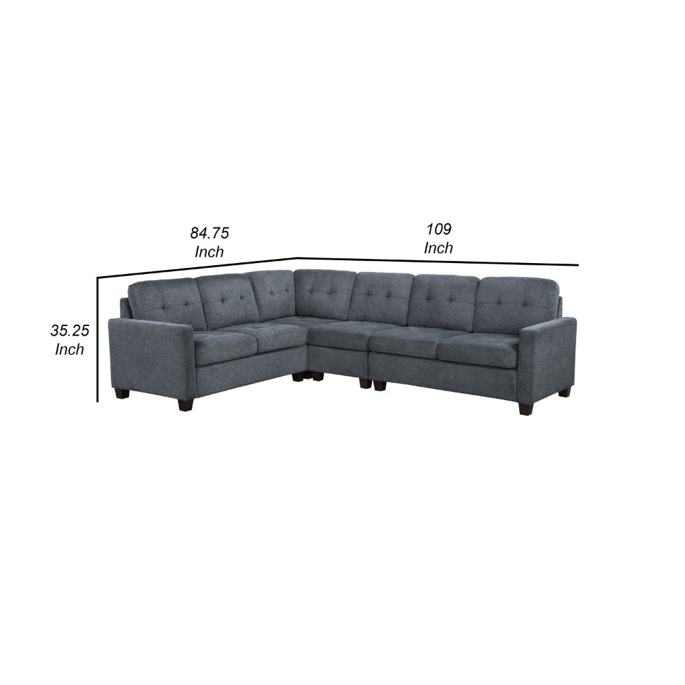 Seh 4 Piece Modular Sectional Sofa L Shaped Tufted Back Dark Gray Fabric By Casagear Home BM318723