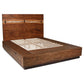 Zeko King Size Storage Bed, Live Edge Panel Headboard, Walnut Brown Wood By Casagear Home