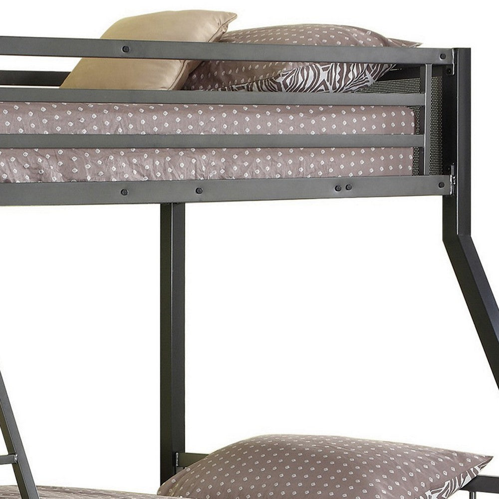 Kop L Shaped Twin Over Full Metal Bunk Bed with Desk Loft Gray and Black By Casagear Home BM318728