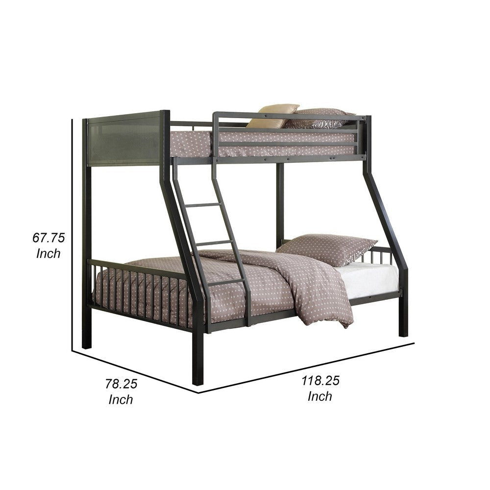 Kop L Shaped Twin Over Full Metal Bunk Bed with Desk Loft Gray and Black By Casagear Home BM318728