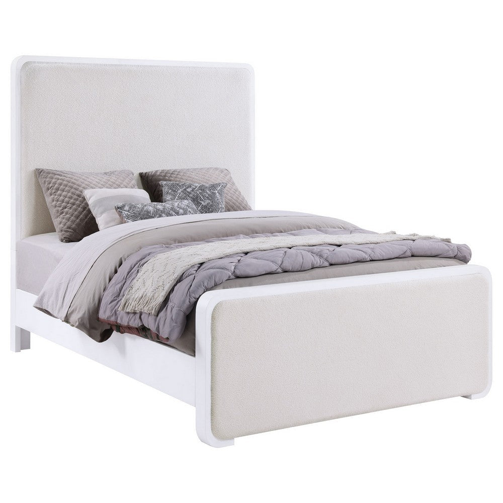 Asiy Queen Size Bed Padded Upholstered Panel Tall Headboard White By Casagear Home BM318737