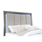 Ren Queen Size Bed Channel Tufted LED Panel Headboard Gray Upholstery By Casagear Home BM318743