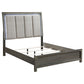 Ren King Size Bed, Channel Tufted, LED Panel Headboard, Gray Upholstery By Casagear Home