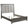 Ren California King Size Bed, LED Panel Headboard, Tufted Gray Upholstery By Casagear Home