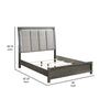 Ren California King Size Bed LED Panel Headboard Tufted Gray Upholstery By Casagear Home BM318745