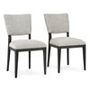 Abo Side Dining Chair Set of 2, Gray Cushioned Seat, Dark Brown Rubberwood By Casagear Home