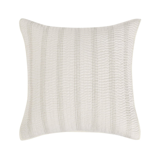 Teno 26 Inch Euro Pillow Sham, Cotton Fill, Striped Beige Premium Linen By Casagear Home