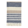 Diu Throw Blanket in Premium Belgian Flax Linen, Blue Brown Ivory Stripes By Casagear Home