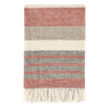 Diu Throw Blanket, Belgian Flax Linen, Red Brown Ivory Striped Design By Casagear Home