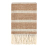 Tano Throw Blanket, Knotted Fringe, Striped Ivory Brown Belgian Flax Linen By Casagear Home