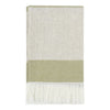 Throw Blanket, Knotted Fringe, Wide Stripe, Green Ivory Belgian Flax Linen By Casagear Home