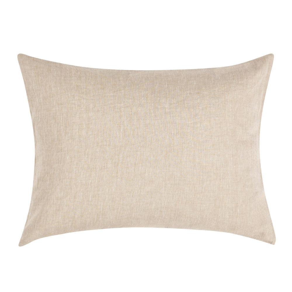 Savi 20 x 26 Standard Linen Cashmere Sham, Hand Stitched Beige Cotton Linen By Casagear Home