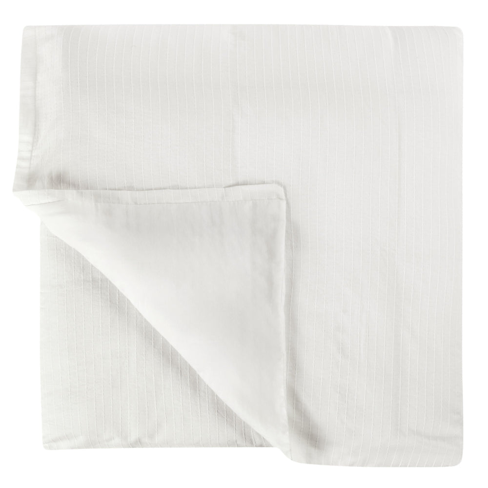 Zoni Queen Size Duvet Cover, Woven Stitch Design, Premium White Cotton By Casagear Home