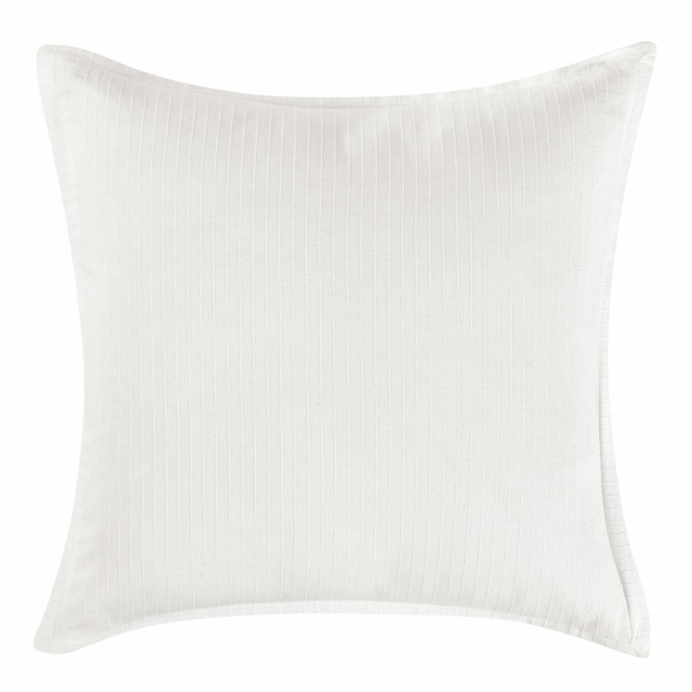 Zoni 26 Inch Euro Pillow Sham, Woven Stitch Design, Plush White Cotton By Casagear Home