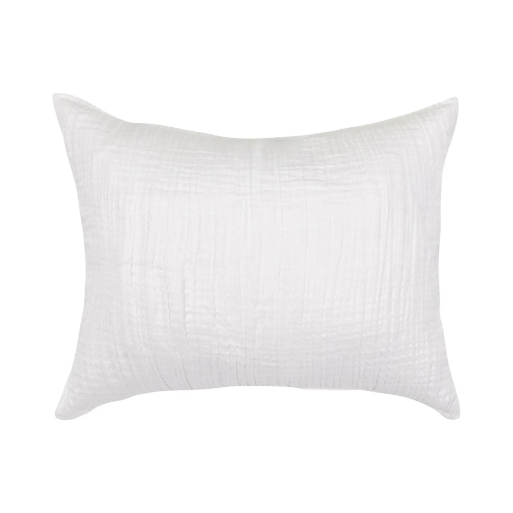 Irma 26 Inch Euro Pillow Sham, Embroidered White Premium Linen, Cotton By Casagear Home