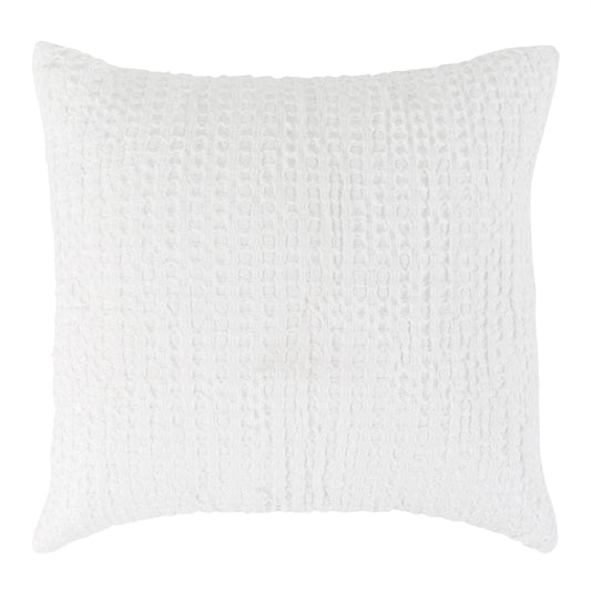 Dedi 26 Inch Euro Pillow Sham, Woven Texture White Cotton Belgian Linen By Casagear Home