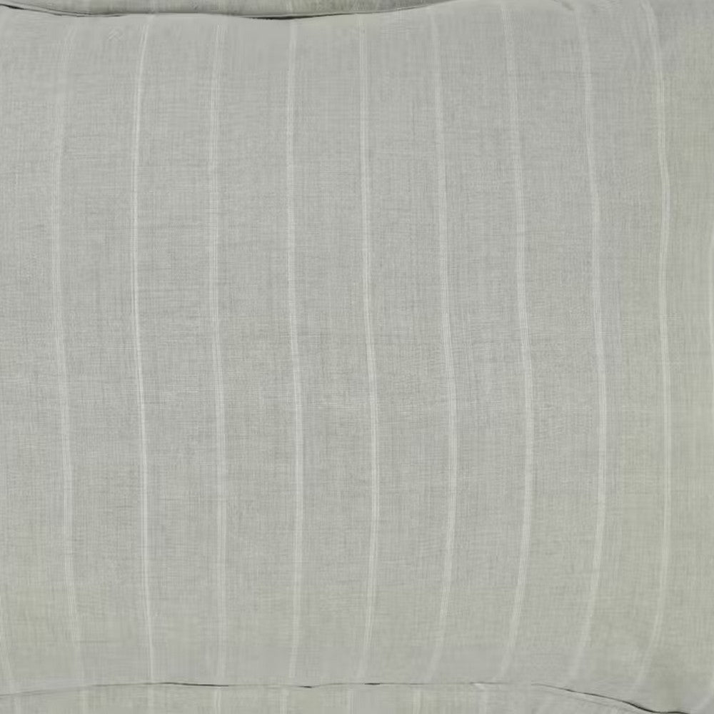 Tara King Size Duvet Cover Stripe Design Sage Green Belgian Flax Linen By Casagear Home BM318814