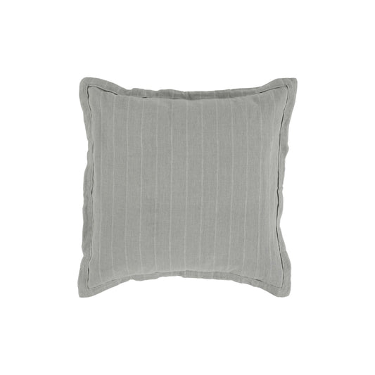 Tara 26 Inch Euro Pillow Sham, Stripe Design, Sage Green Belgian Flax Linen By Casagear Home