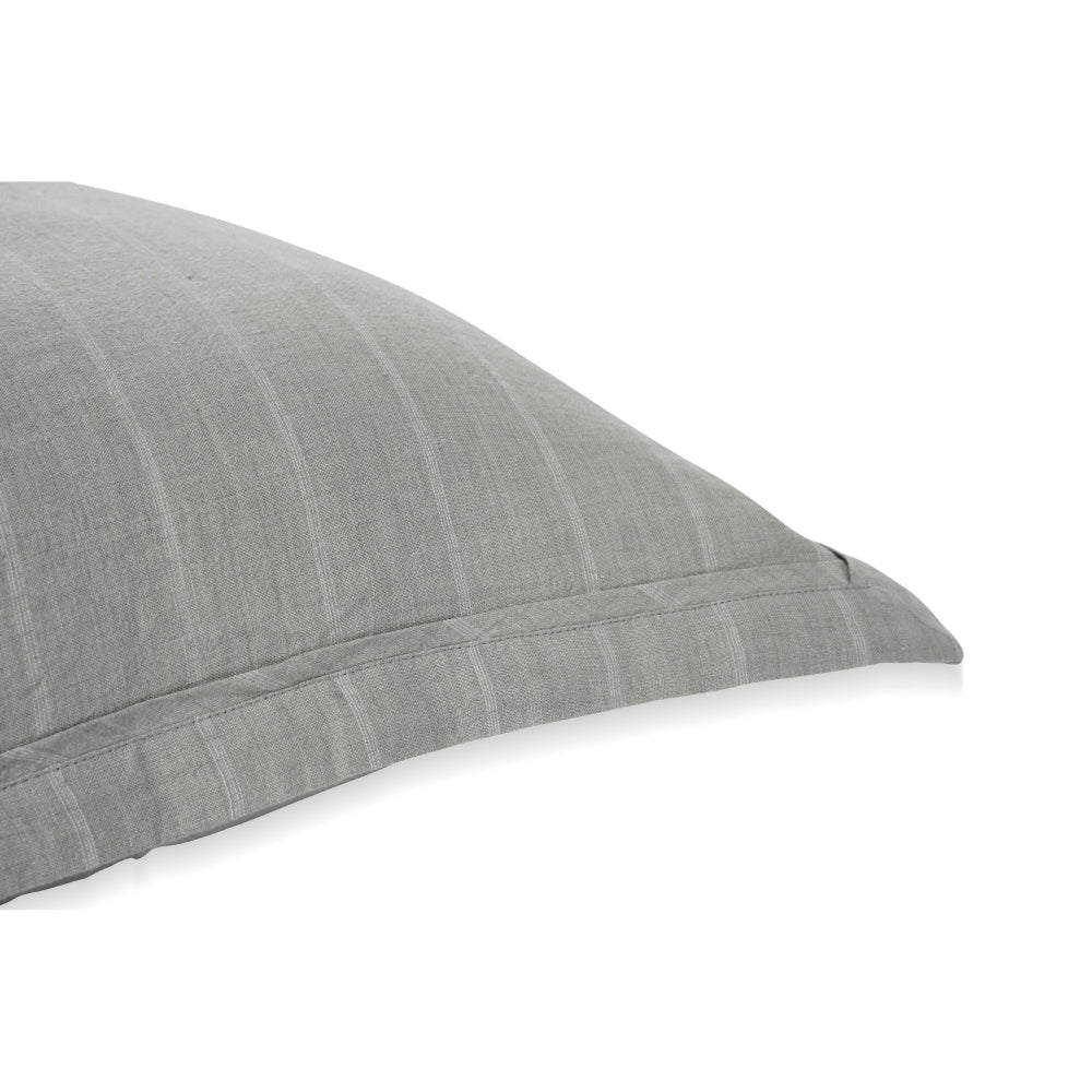 Tara 20 x 36 King Lumbar Pillow Sham Striped Sage Green Belgian Flax Linen By Casagear Home BM318816