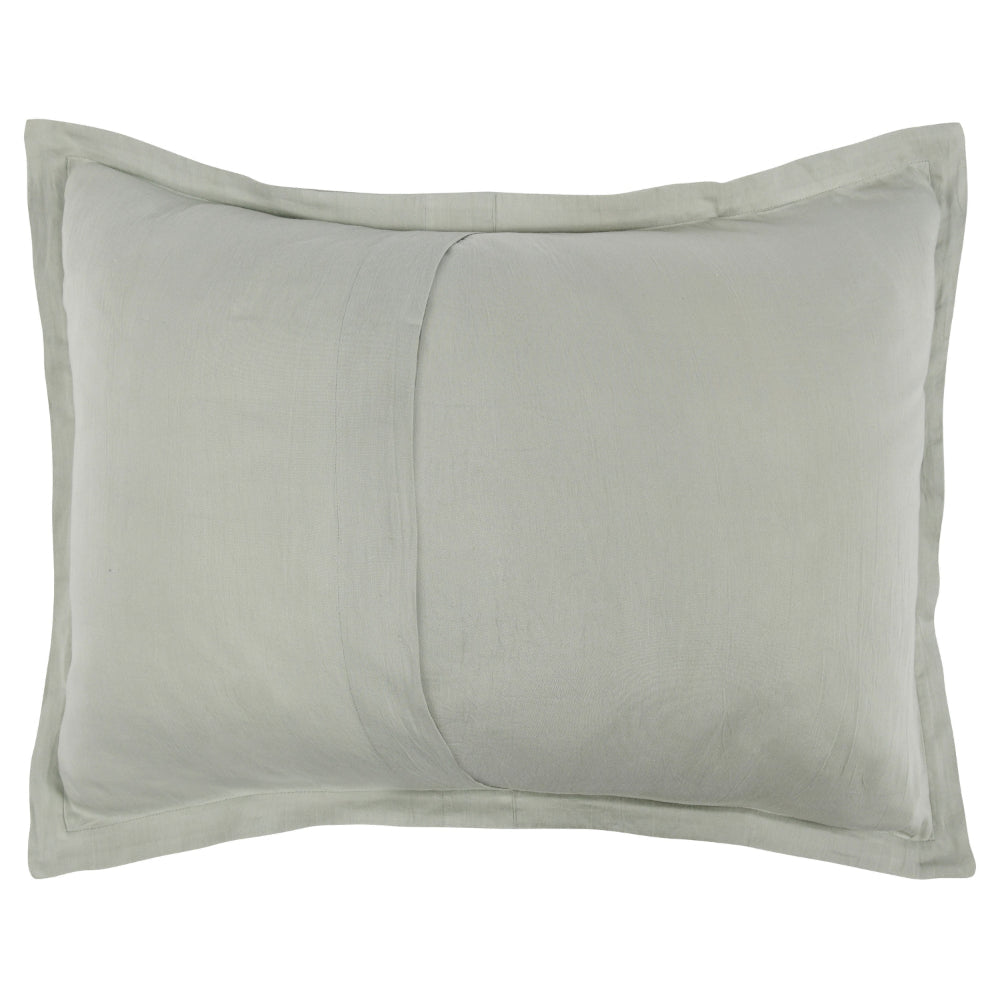 Tara 20 x 26 Standard Pillow Sham Striped Sage Green Belgian Flax Linen By Casagear Home BM318817