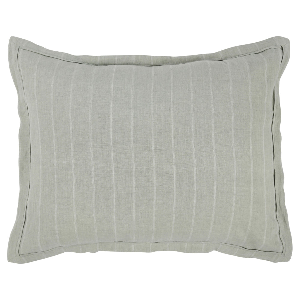 Tara 20 x 26 Standard Pillow Sham Striped Sage Green Belgian Flax Linen By Casagear Home BM318817