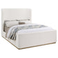 Ale Queen Size Platform Bed Round Wingback Headboard Ivory Upholstery By Casagear Home BM318820