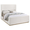 Ale Queen Size Platform Bed Round Wingback Headboard Ivory Upholstery By Casagear Home BM318820