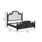 Selena King Size Poster Bed Classical White Tufted Upholstery Black By Casagear Home BM318842