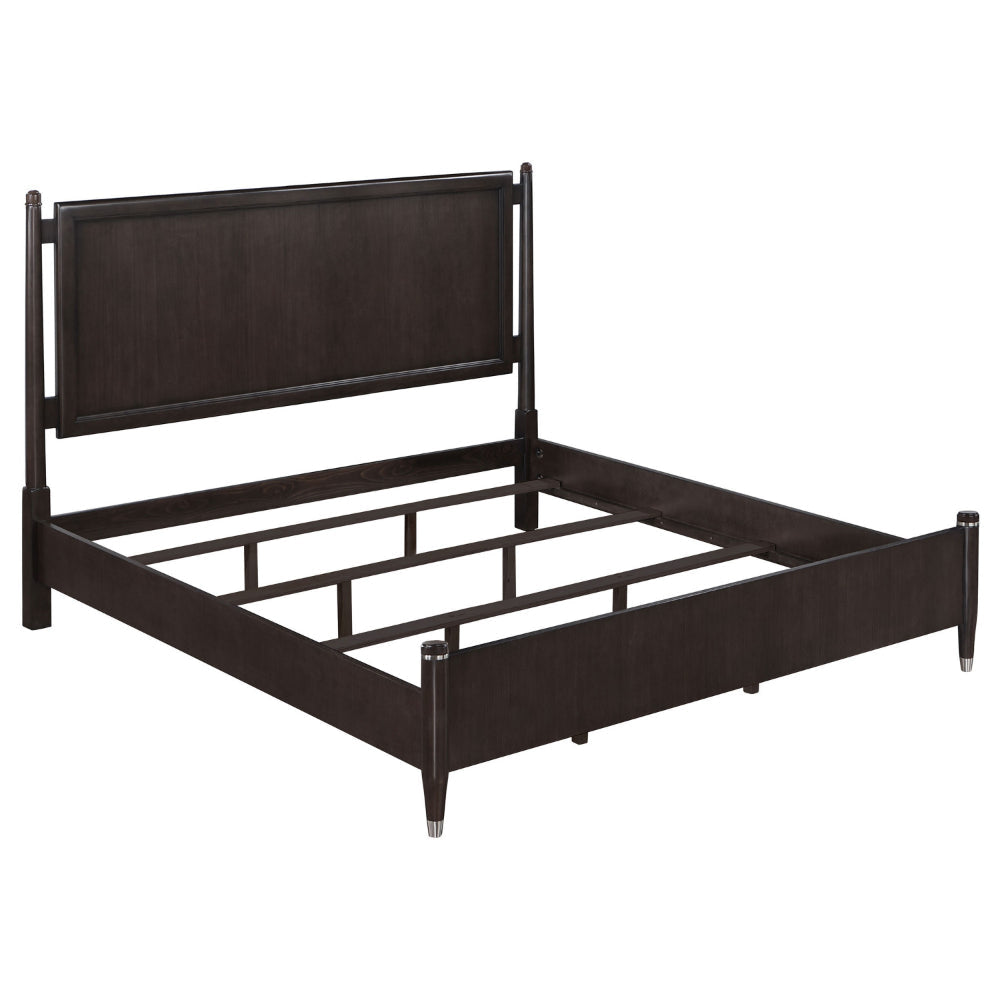 Amber Queen Size Poster Bed Floating Headboard with Low Footboard Brown By Casagear Home BM318843