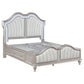 Nive King Bed, LED Arch, Ivory Upholstery, Storage Drawers, Silver By Casagear Home