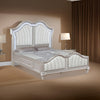 Nive California King Bed LED Arch Ivory Upholstery Storage Silver By Casagear Home BM318847