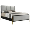 Fij Queen Size Bed 3 Block Panel Headboard Slim Legs Gray Upholstery By Casagear Home BM318850