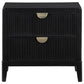 Jack Nightstand 2 Drawers Gold Metal Handles Wire Brushed Black Wood By Casagear Home BM318861