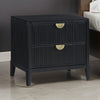 Jack Nightstand 2 Drawers Gold Metal Handles Wire Brushed Black Wood By Casagear Home BM318861