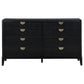 Jack Dresser 8 Drawers Gold Tone Metal Handles Wire Brushed Black Wood By Casagear Home BM318862