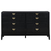 Jack Dresser 8 Drawers Gold Tone Metal Handles Wire Brushed Black Wood By Casagear Home BM318862