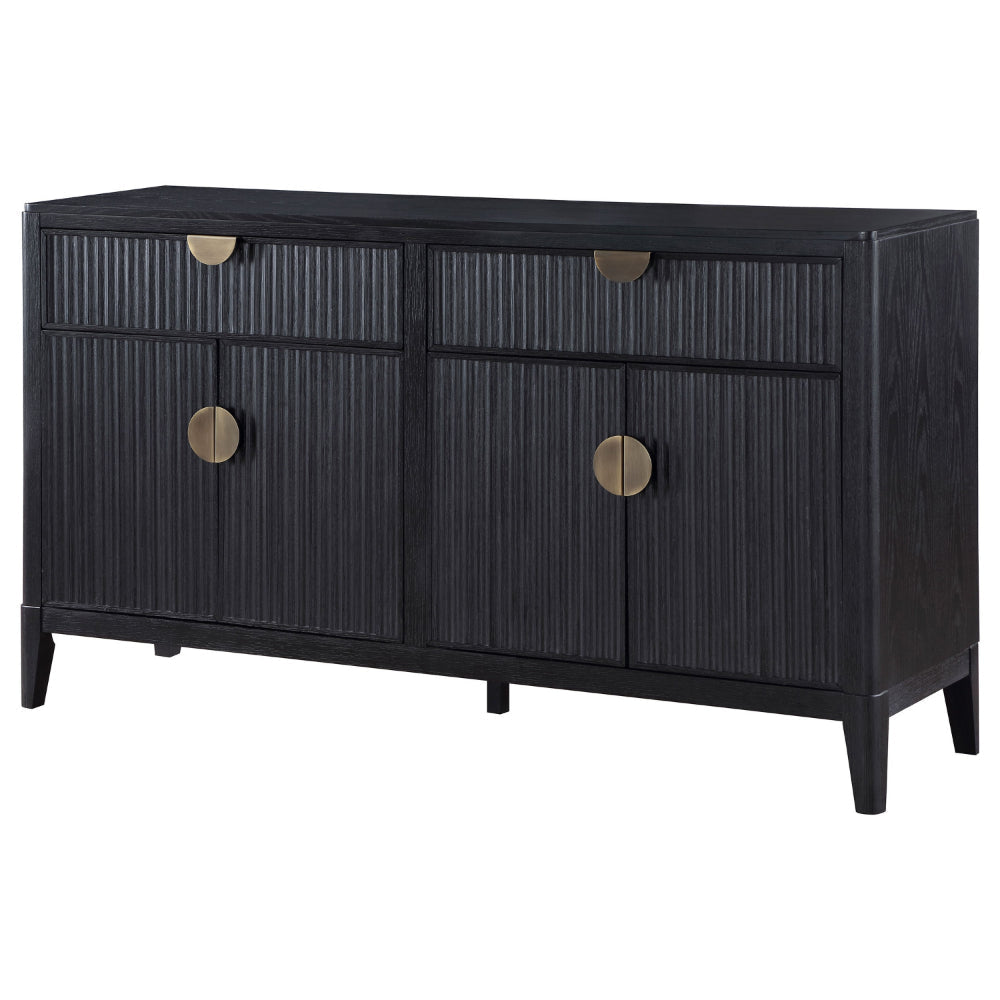 Jack 64 Inch Sideboard Buffet Console 2 Drawers and 2 Cabinets Black By Casagear Home BM318866