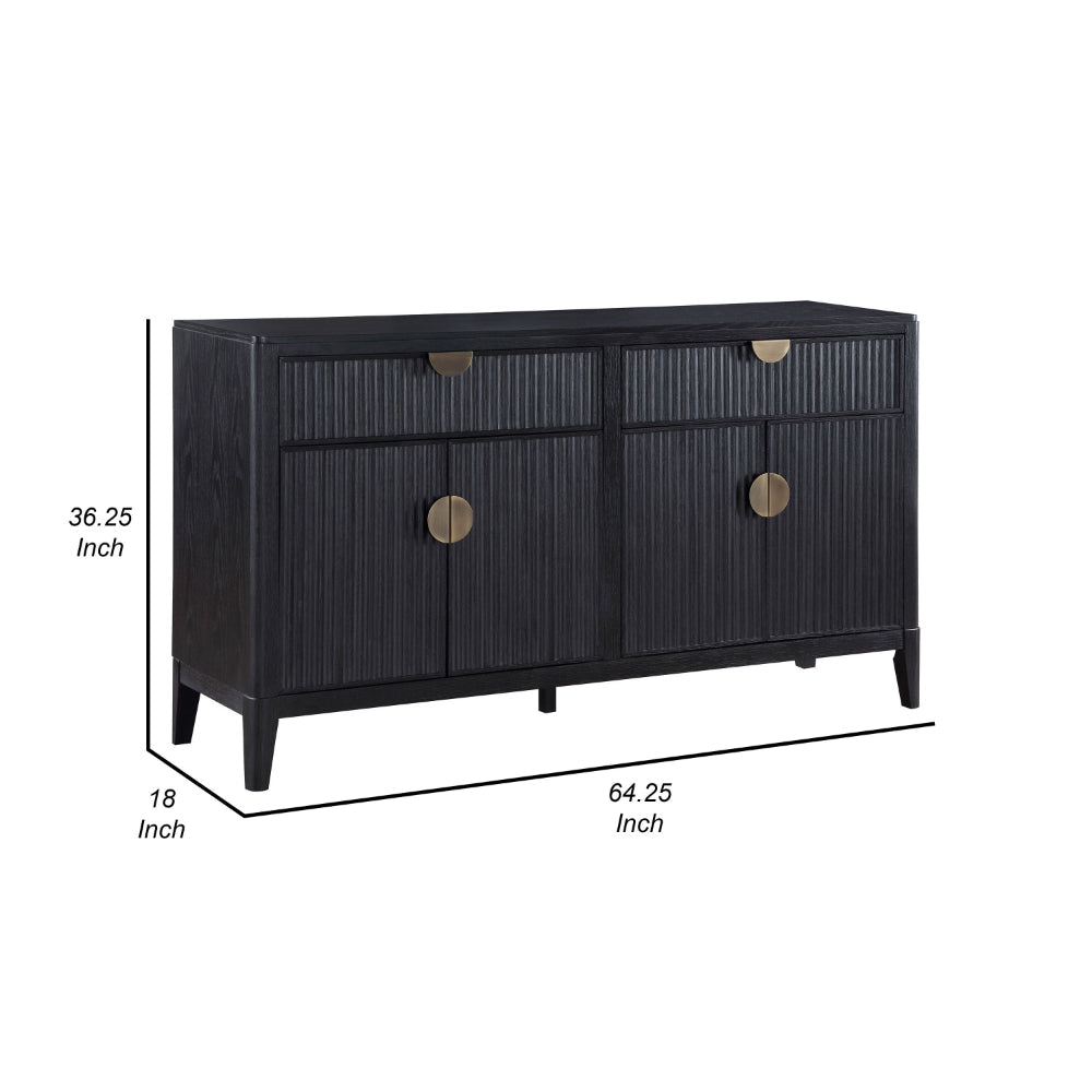 Jack 64 Inch Sideboard Buffet Console 2 Drawers and 2 Cabinets Black By Casagear Home BM318866