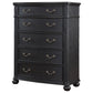 Selena Tall Dresser Chest 5 Drawers Copper Metal Handles Black Wood By Casagear Home BM318869