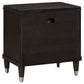 Amber Nightstand 2 Drawers Round Metal Knobs Tapered Legs Brown Wood By Casagear Home BM318870