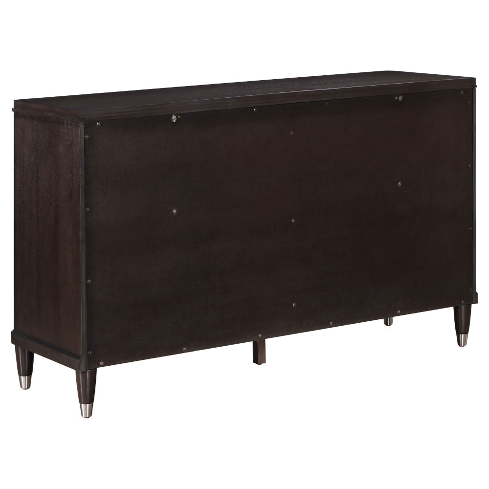 Amber Dresser 6 Drawers Round Metal Knobs Tapered Legs Brown Wood By Casagear Home BM318871