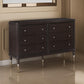 Amber Dresser 6 Drawers Round Metal Knobs Tapered Legs Brown Wood By Casagear Home BM318871