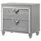 Haley Nightstand 2 Drawers V Shape Glittering Handles Light Silver Wood By Casagear Home BM318873